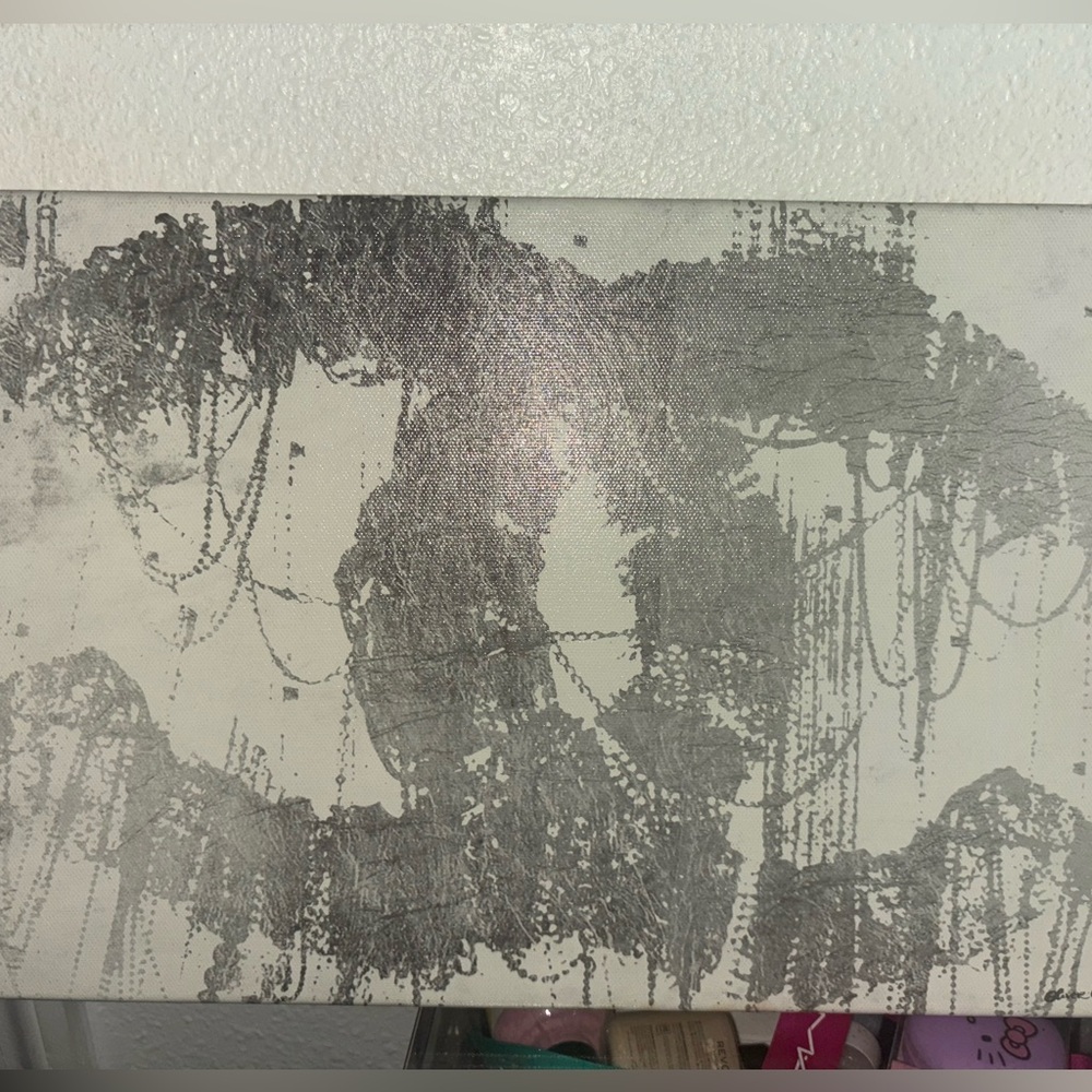 Oliver Gal Chanel CC Abstract Gray and White Canvas Art